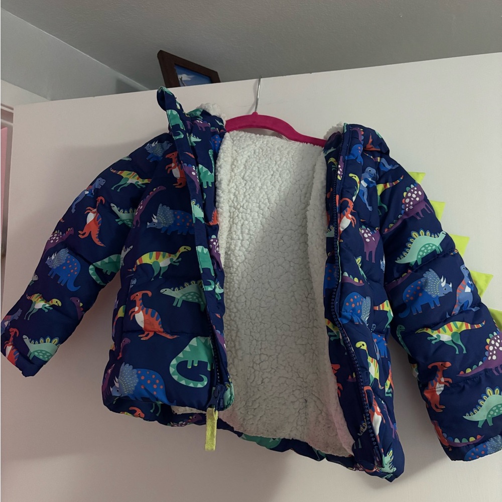 Gymboree Blue Dinosaur Jacket with White Lining